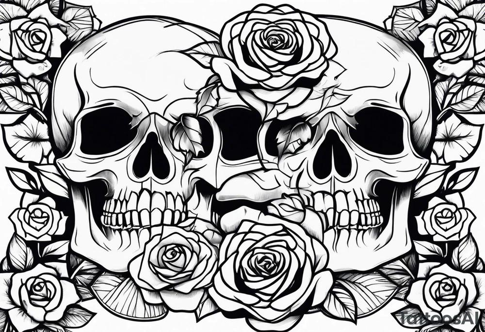 skull and roses tattoo idea