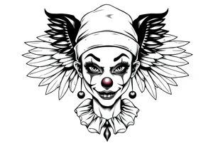 Clown Girl slim nose Thug Beanie Angelic Wings tattoo idea