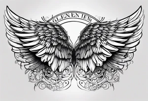 Angel Wings with the word Glenn in between tattoo idea
