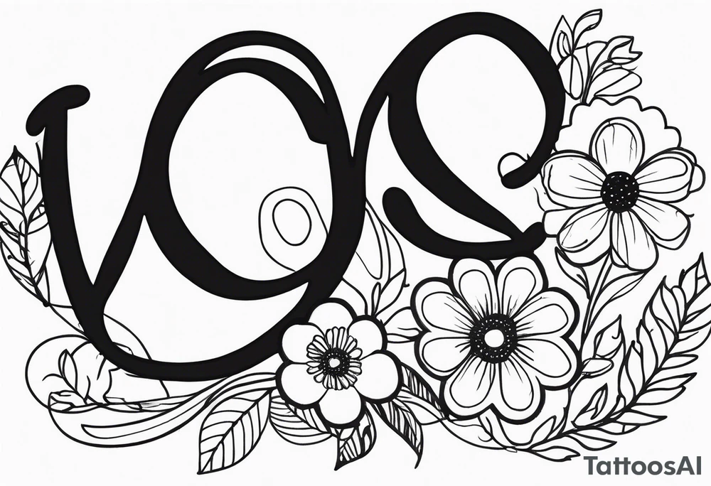 minimalist draw the work love in cursive and lowercase letters making the o in love a dog paw print and entwine a 2 wild flowers in the word love tattoo idea