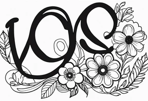 minimalist draw the work love in cursive and lowercase letters making the o in love a dog paw print and entwine a 2 wild flowers in the word love tattoo idea