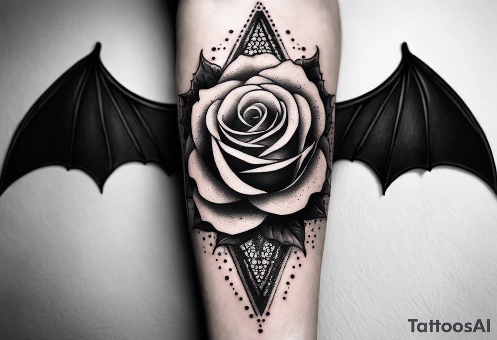 Bat with rose gothic style for arms tattoo idea