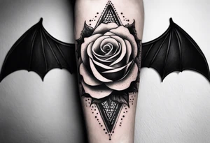 Bat with rose gothic style for arms tattoo idea