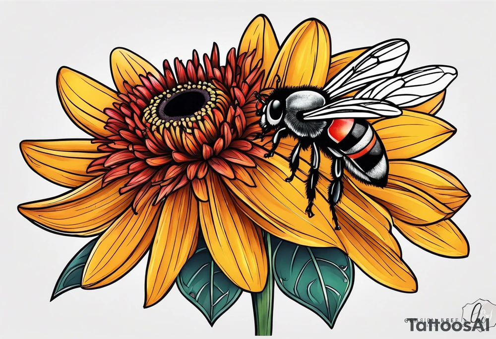 gerber daisy sunflower lilly bee lady bug tattoo idea