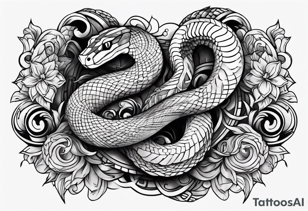 snake around the arm sleeve tattoo idea