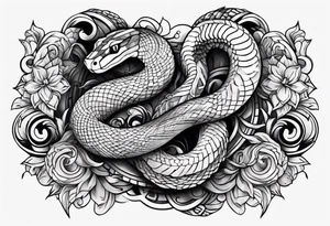 snake around the arm sleeve tattoo idea