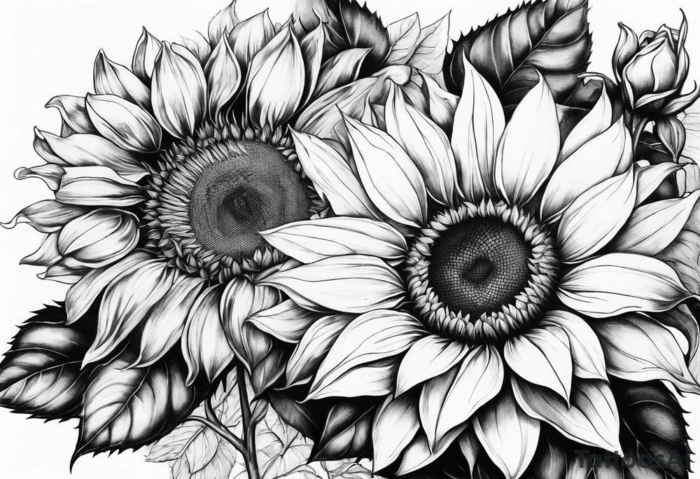 Sunflower, book, flower rose tattoo idea