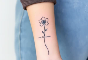 fine-line flower on my inner wrist, with the stem flowing down into a bible verse tattoo idea