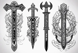 Valhalla fire sword chains mom tattoo idea