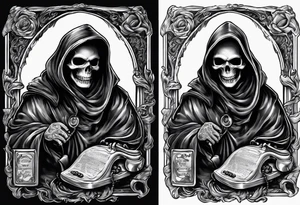 Grim reaper talking on a telephone tattoo idea