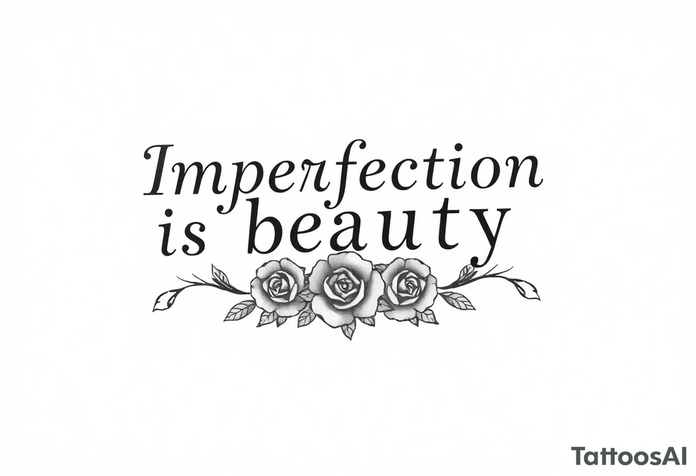 Imperfection is beauty in a scroll with roses tattoo idea
