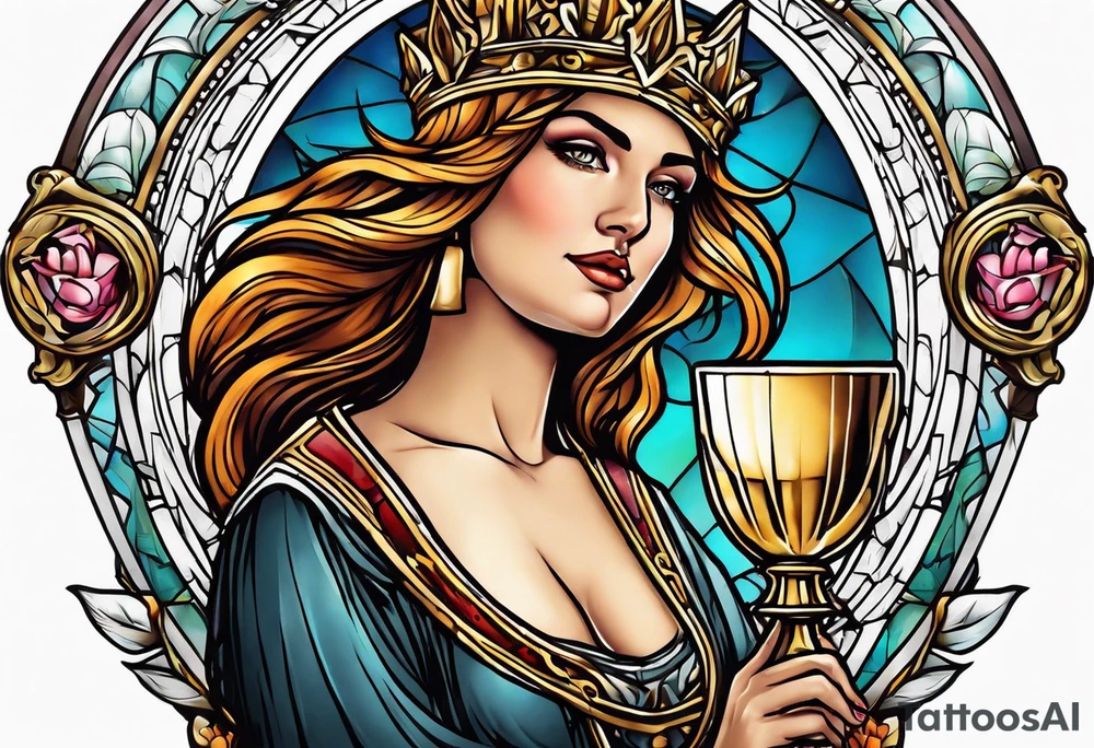 Female saint holding a chalice tattoo idea