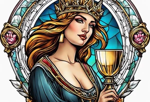 Female saint holding a chalice tattoo idea