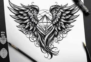Diamond angel wings tattoo idea