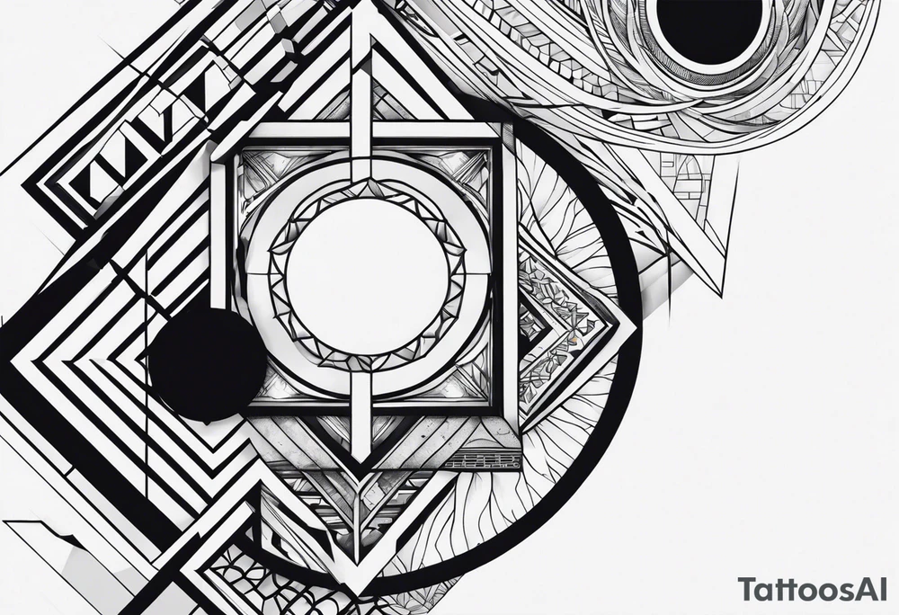 Black and white geometric sleeve tattoo idea