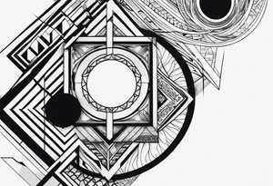 Black and white geometric sleeve tattoo idea