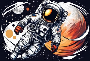 Astronaut with boxing gloves tattoo idea