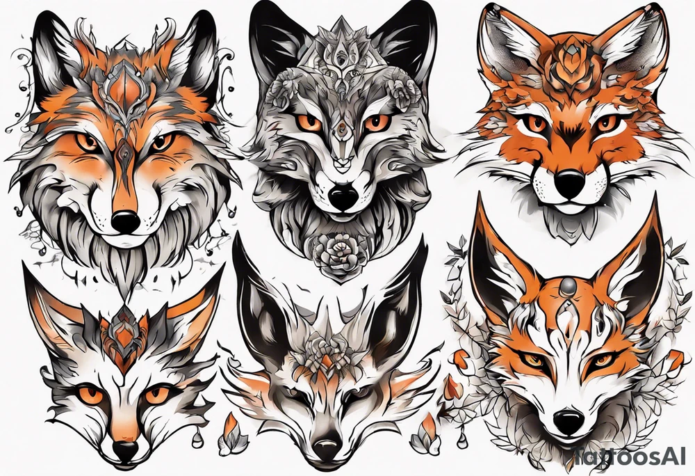 eulenkörper fuchsgesicht tattoo idea