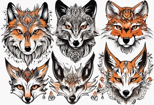 eulenkörper fuchsgesicht tattoo idea