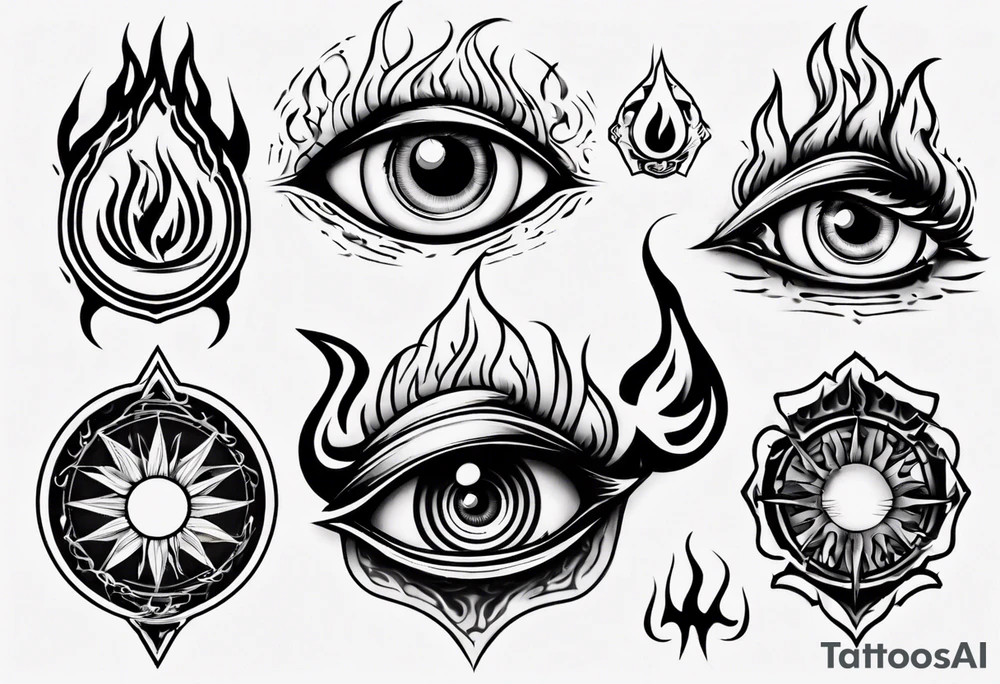 eye with flames tattoo idea