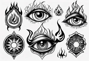 eye with flames tattoo idea