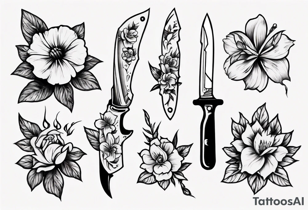 A knife stuck in a flower tattoo idea
