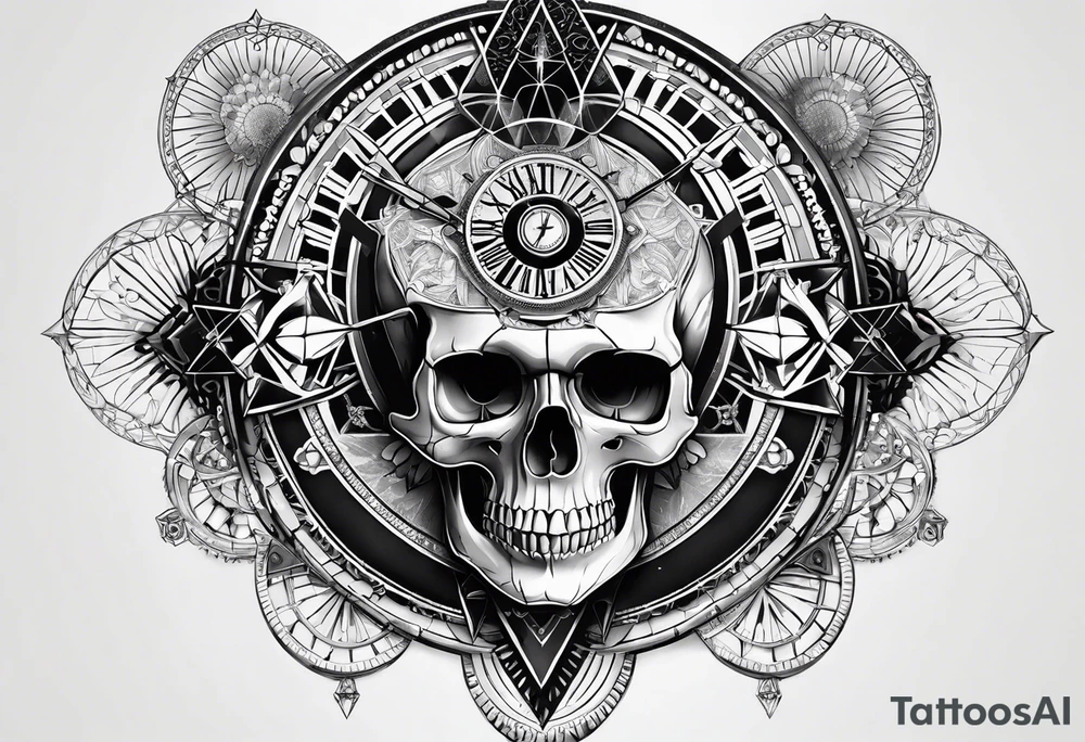 sacredgeometry, skull, clock, life, love tattoo idea