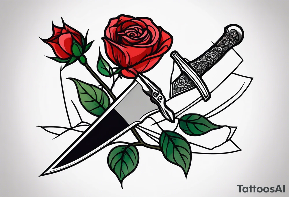 Messer mit Stacheldraht und Rose tattoo idea