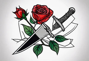 Messer mit Stacheldraht und Rose tattoo idea