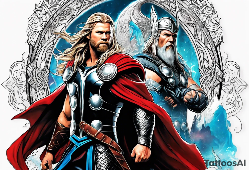 Thor with an Atheist "A" in the background tattoo idea