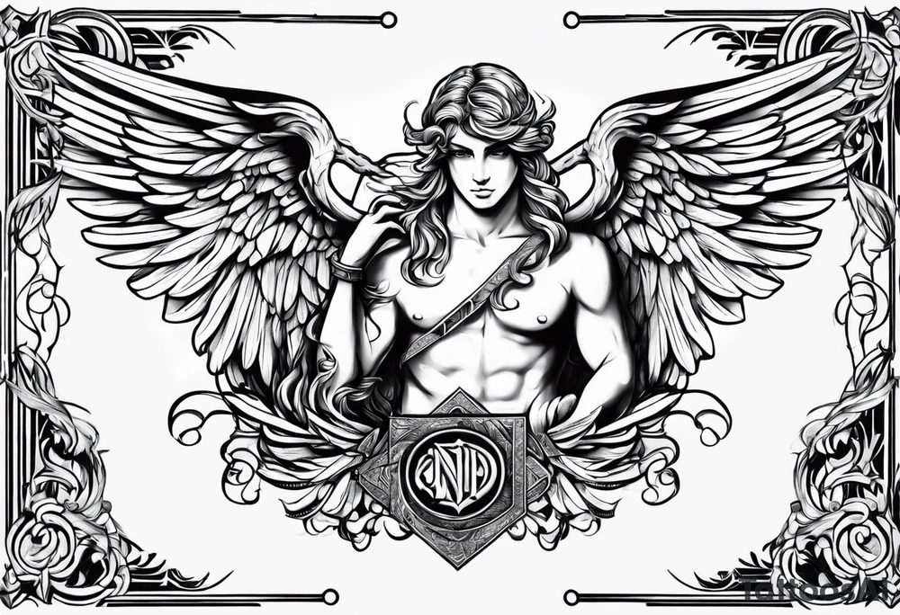 Name David with angel tattoo idea