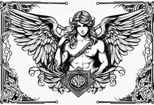 Name David with angel tattoo idea