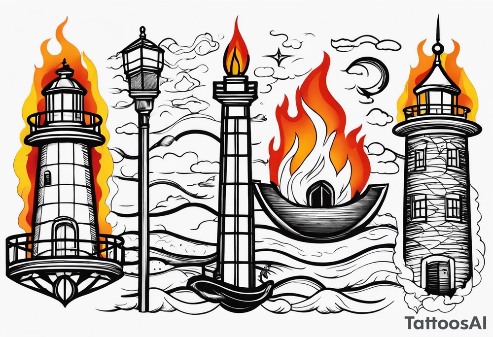 Leuchtturm Seil 
Feuer tattoo idea