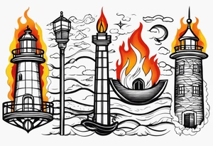 Leuchtturm Seil 
Feuer tattoo idea