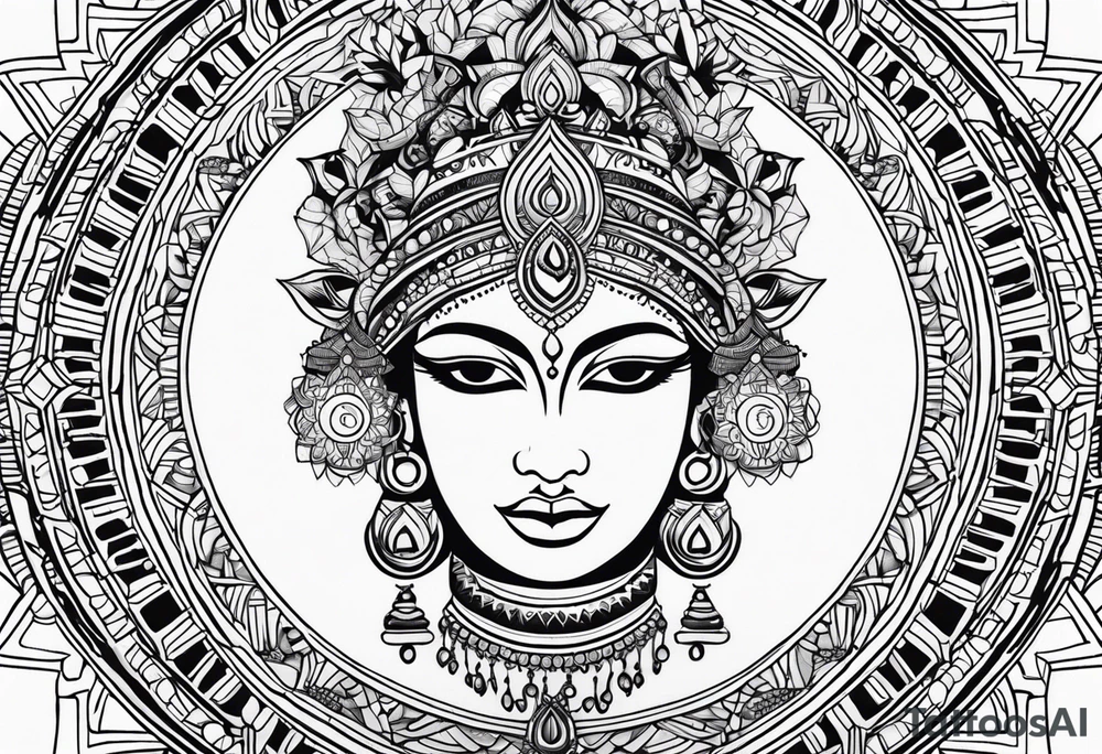 kali, durga, geometric mandala tattoo idea