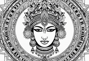 kali, durga, geometric mandala tattoo idea