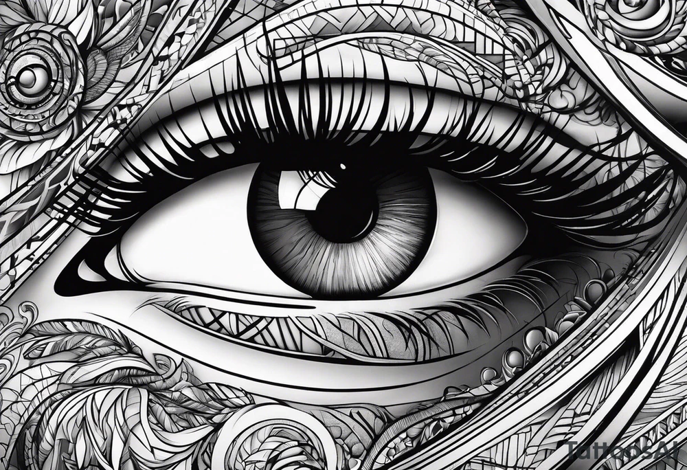 Eyes and abstract lines tattoo idea