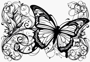 vines of leaf and butterfly tattoo wrap around tattoo idea