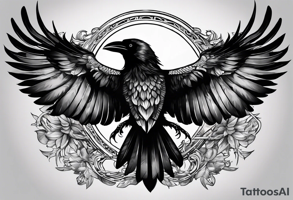 I want a tattoo that goes from the shoulder to the elbow including a scorpion, the metraton cube, the crow and the Roman numeral 19. tattoo idea