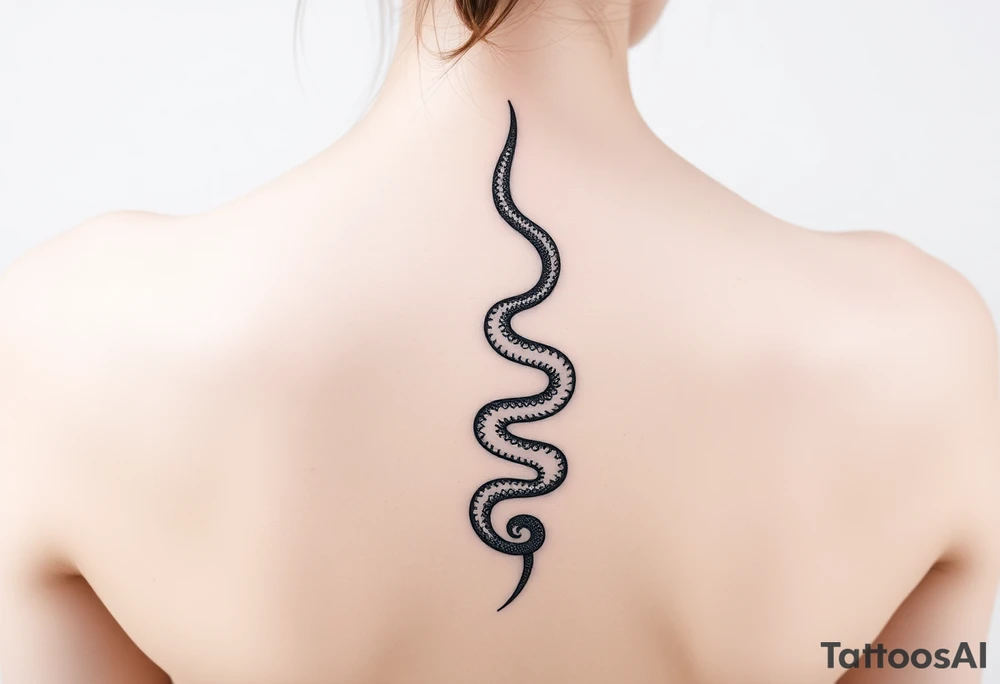 Snake wrapping around the spine tattoo idea
