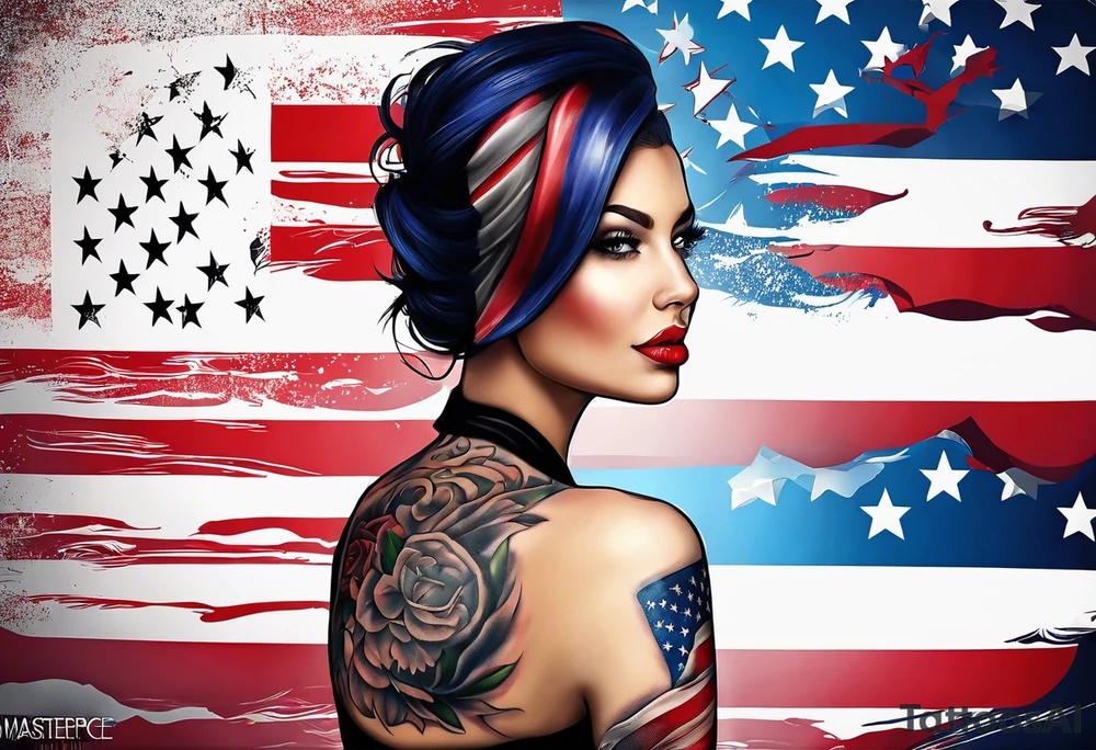 Make a tattoo an american flag that demonstrates the love and pride of my origins tattoo idea