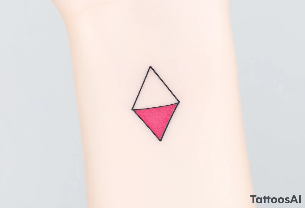 A pink triangle (upsidedown), with very small black lining and upside down. Just the colour pink. No shapes. Just the colour pink in a gradient filling the triangle tattoo idea