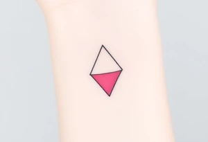 A pink triangle (upsidedown), with very small black lining and upside down. Just the colour pink. No shapes. Just the colour pink in a gradient filling the triangle tattoo idea