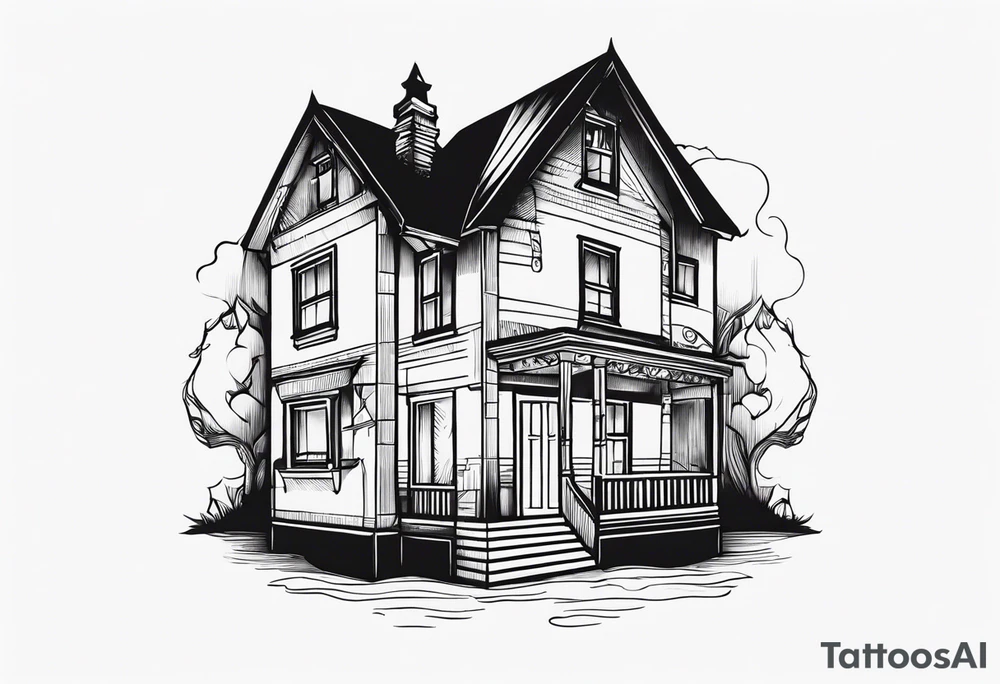 house with family tattoo idea