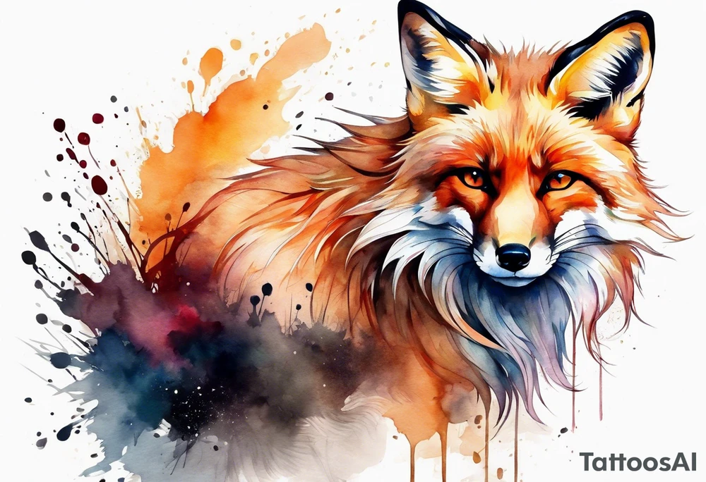 Watercolor fox tattoo idea