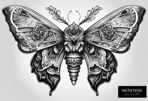 Moth with skull on its back and symmetrical wings tattoo idea