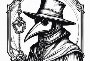 plague doctor holding chains tattoo idea