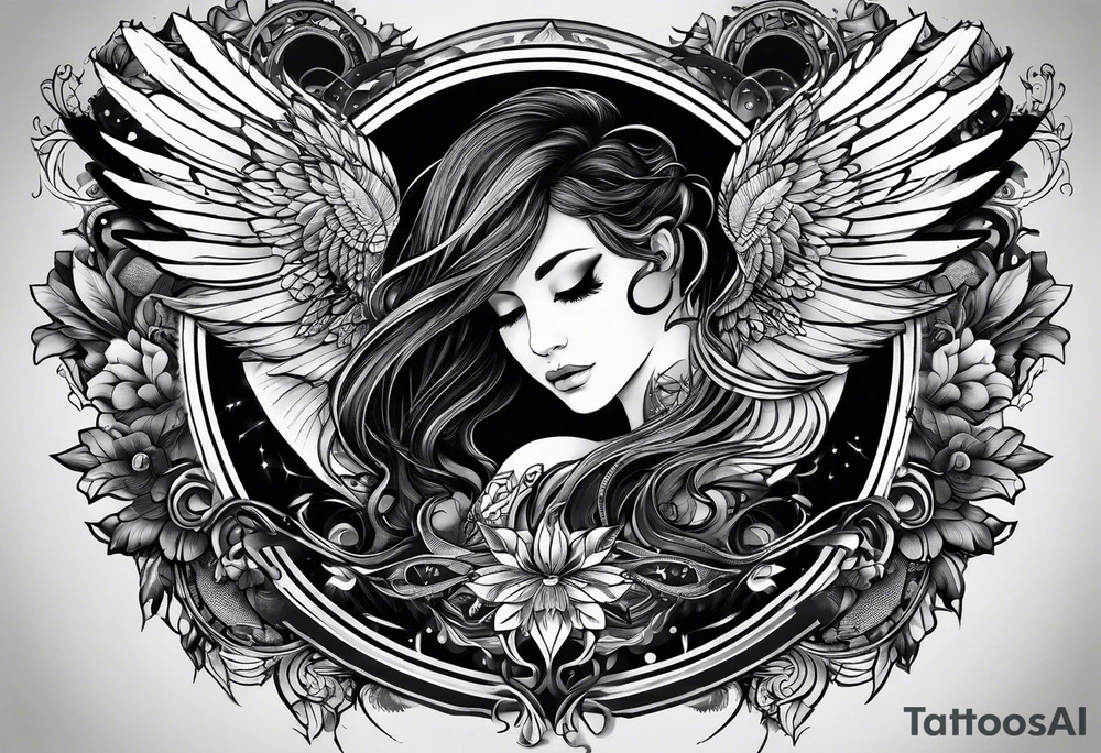 The band sleep token, with the lyrics the night belongs to you, I must be someone new. With wings tattoo idea