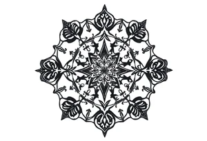 mytical shaman and witch ancient ornament with runes tattoo idea
