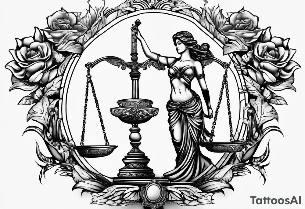Themis with scales in hands tattoo idea